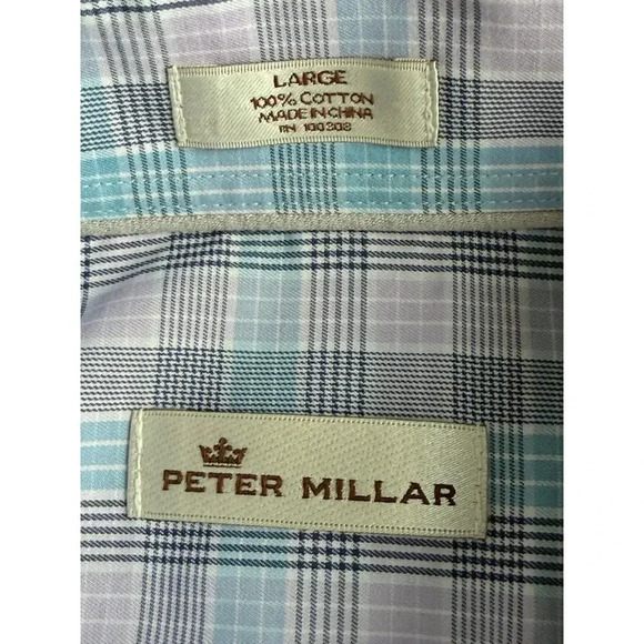 Peter Millar Button Up Shirt Mens Large Blue/Lavendar  Long Sleeve - Picture 3 of 7